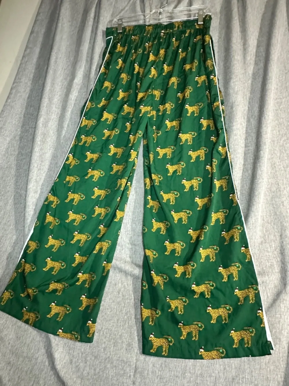 Bouffants and Broken Hearts Christmas Cheetah Pajama Pants Green - Large